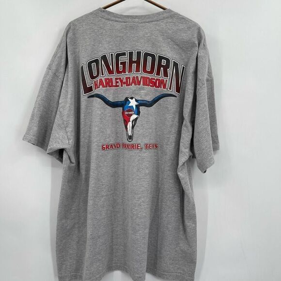 Harley Davidson Gray Longhorn Grand Prairie Texas Graphic T-Shirt Size 2X - Picture 4 of 6